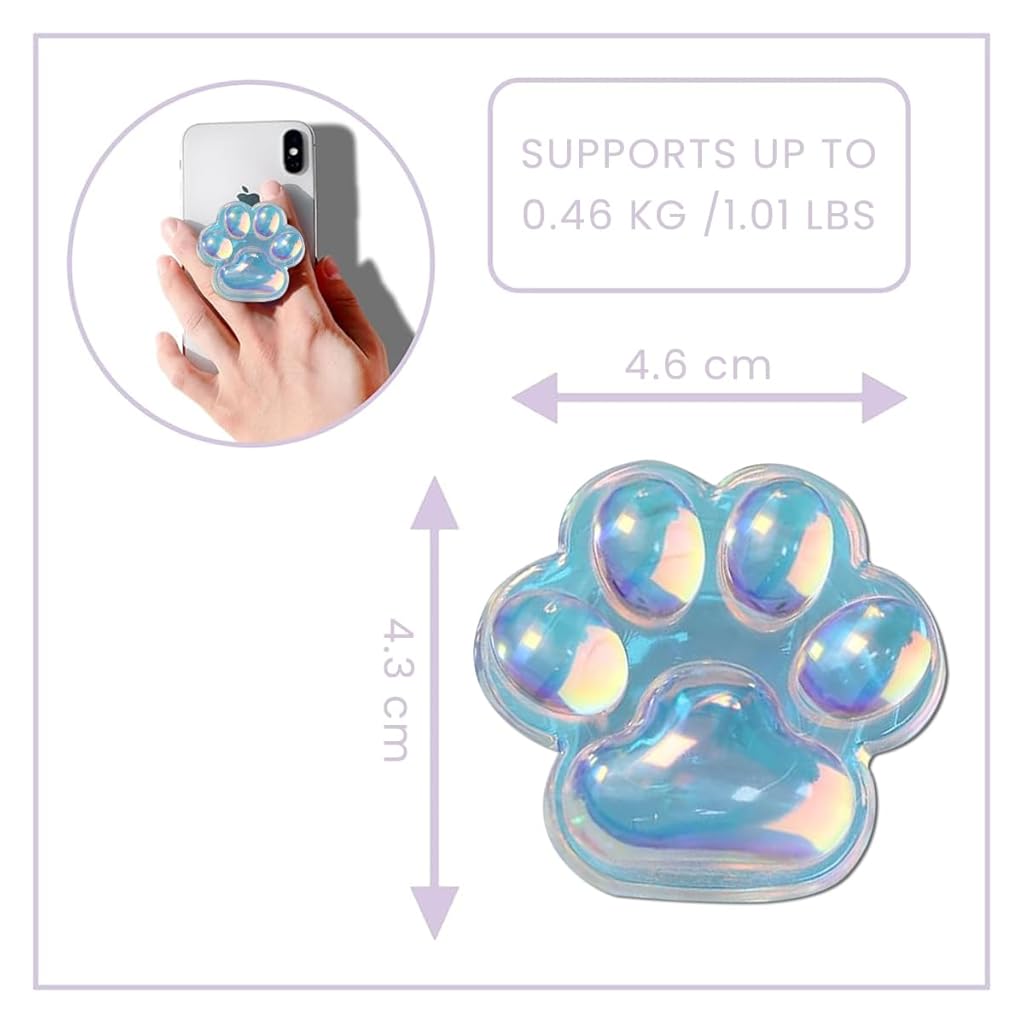 ZORBES® Cute Cat Paw Phone Grip 3D Phone Grip Retractable Self Adhesive Phone Grip Crystal Blue 3D Jelly Cat Paw Phone Grip Mobile Phone Grip Stand Holder ZORBES® Cute Cat Paw Phone Grip 3D Phone Grip Retractable Self Adhesive Phone Grip Crystal Blue 3D Jelly Cat Paw Phone Grip Mobile Phone Grip Stand Holder